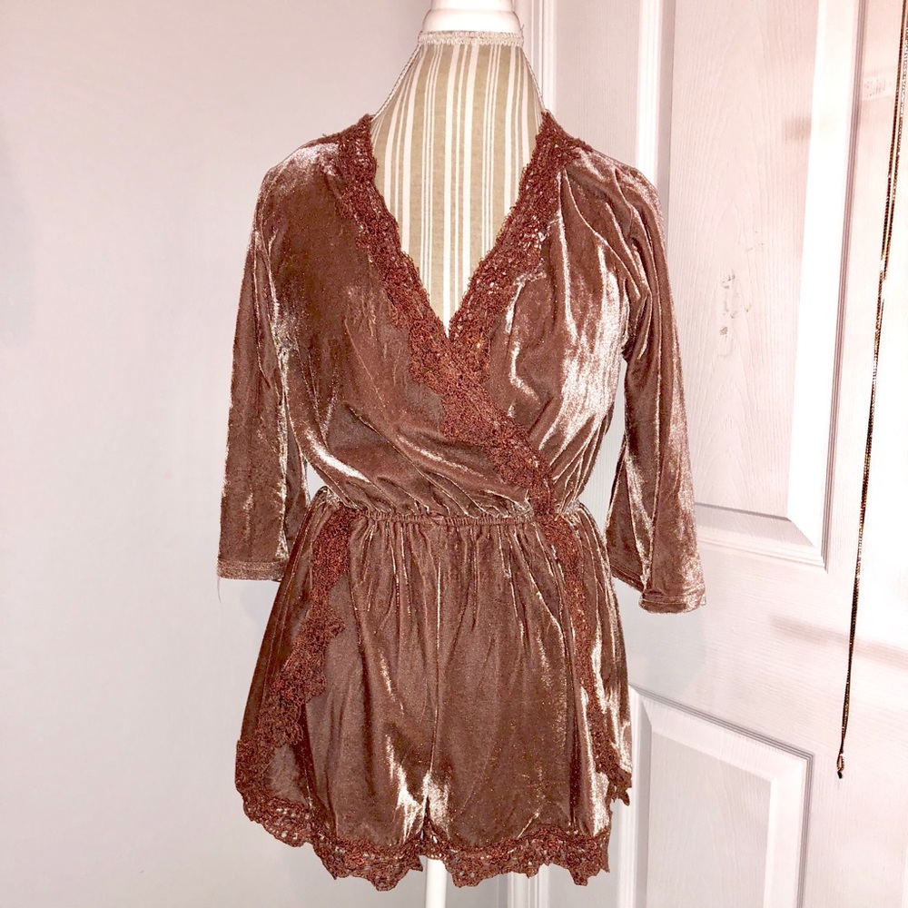 Velvet Mauve Jumpsuit with lace